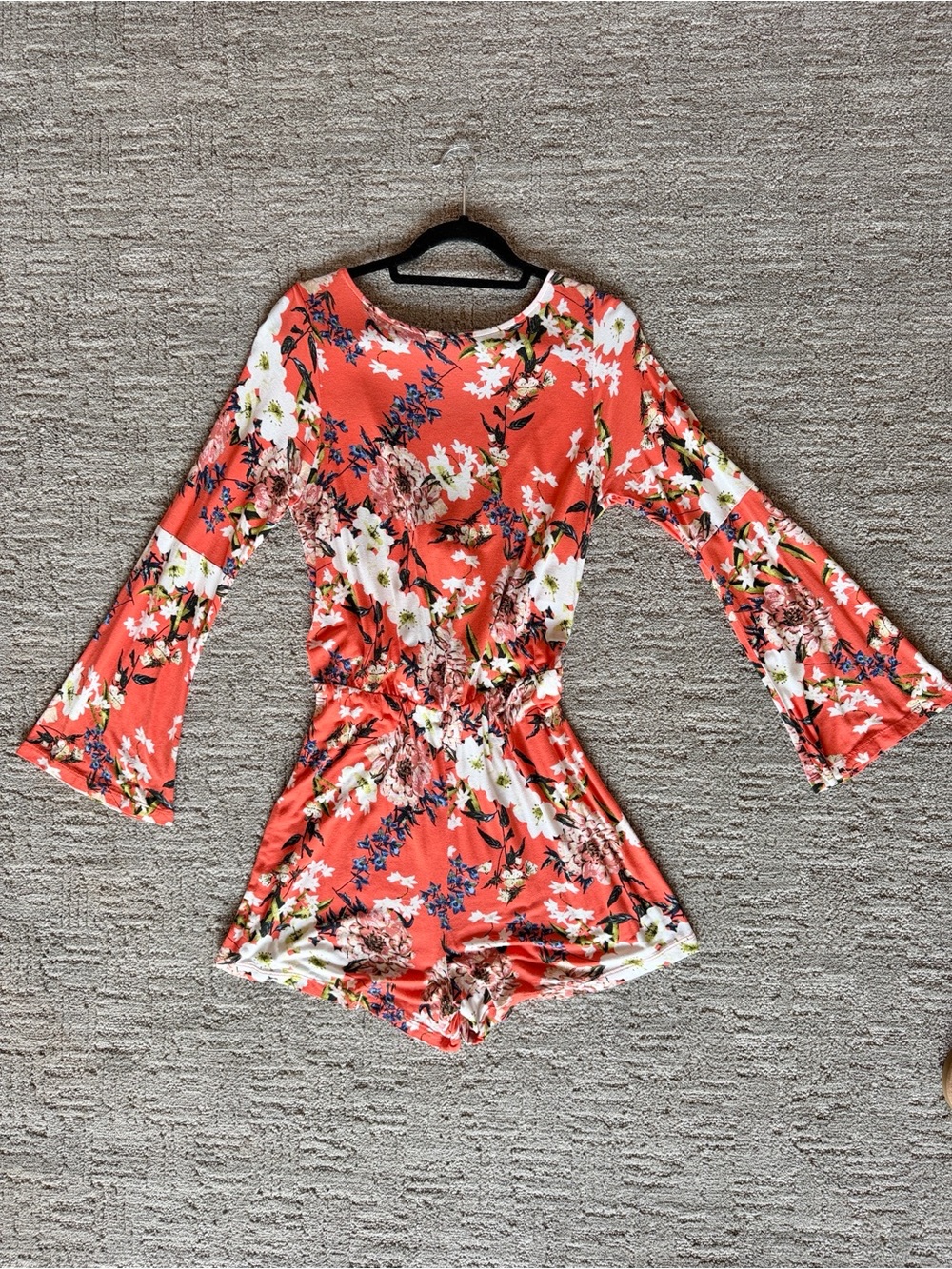 Lascana Women’s Coral Floral Long-Sleeve Romper